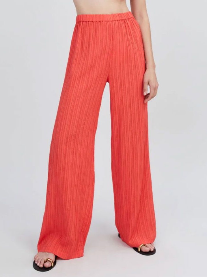 Solid & Striped The Milly Pants Lava Orange Red Pleated Wide Leg Knit Nwt Xl